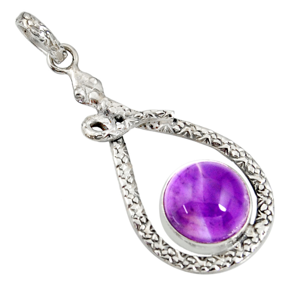 9.40cts natural purple amethyst 925 sterling silver snake pendant jewelry d38743