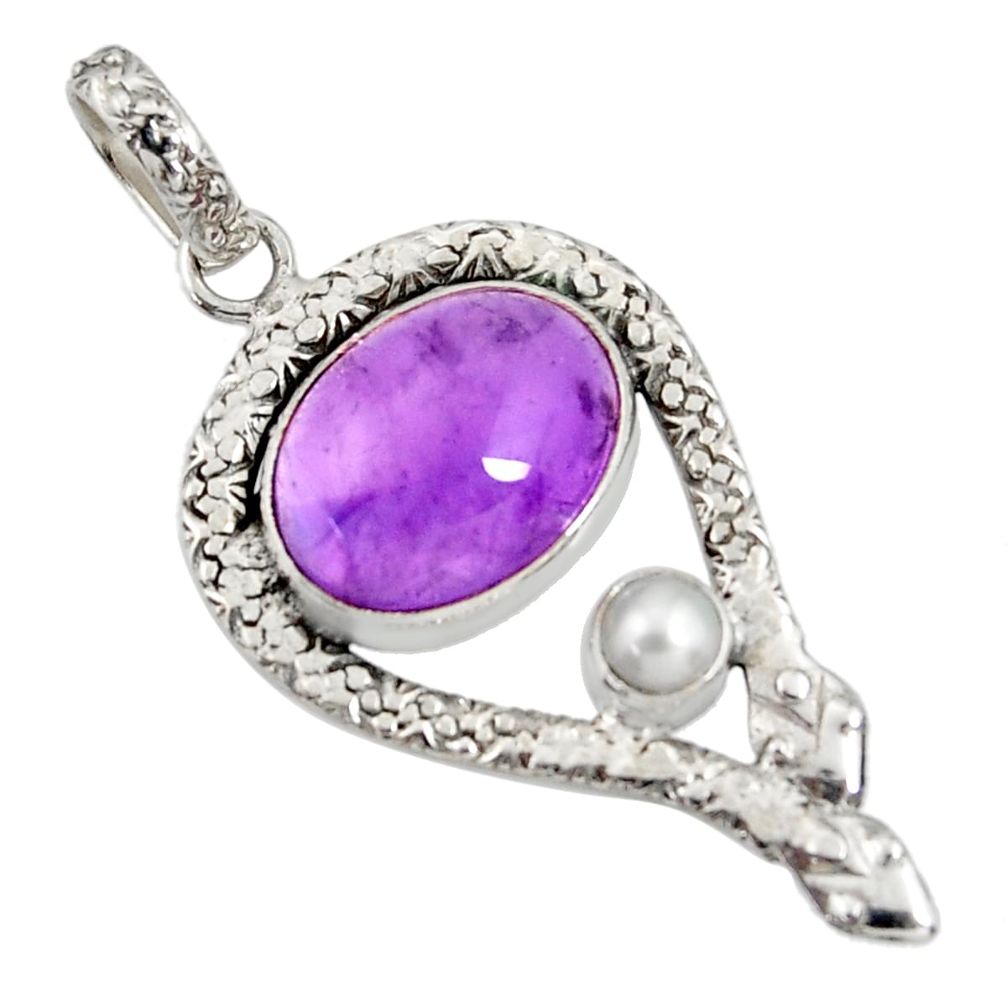 ver 10.04cts natural purple amethyst pearl snake pendant d38744