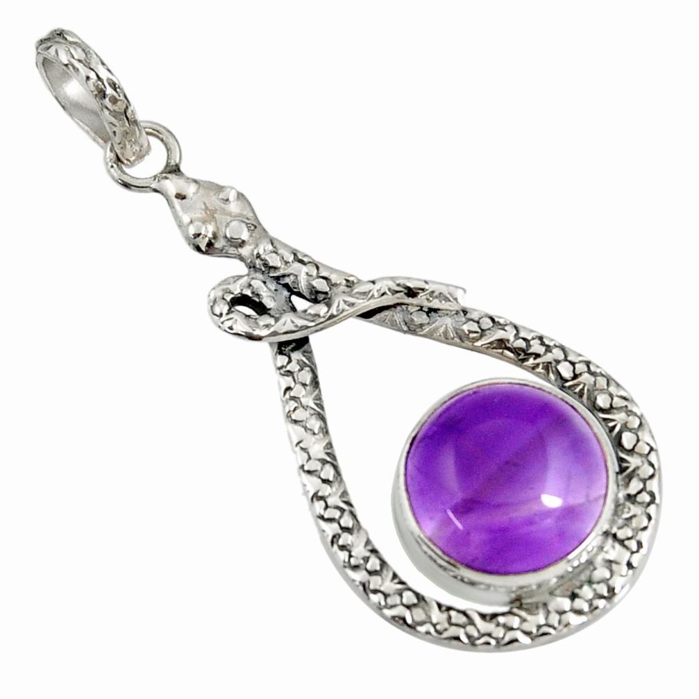 purple amethyst 925 sterling silver snake pendant jewelry d38748