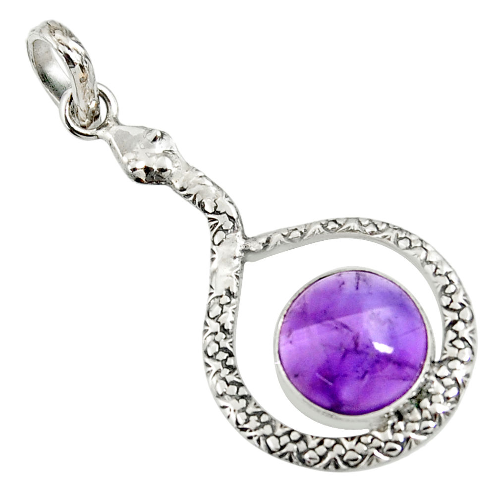 purple amethyst 925 sterling silver snake pendant jewelry d38750