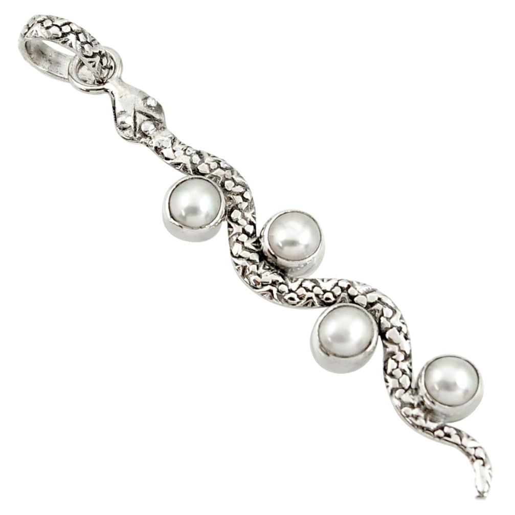 white pearl 925 sterling silver snake pendant jewelry d38771