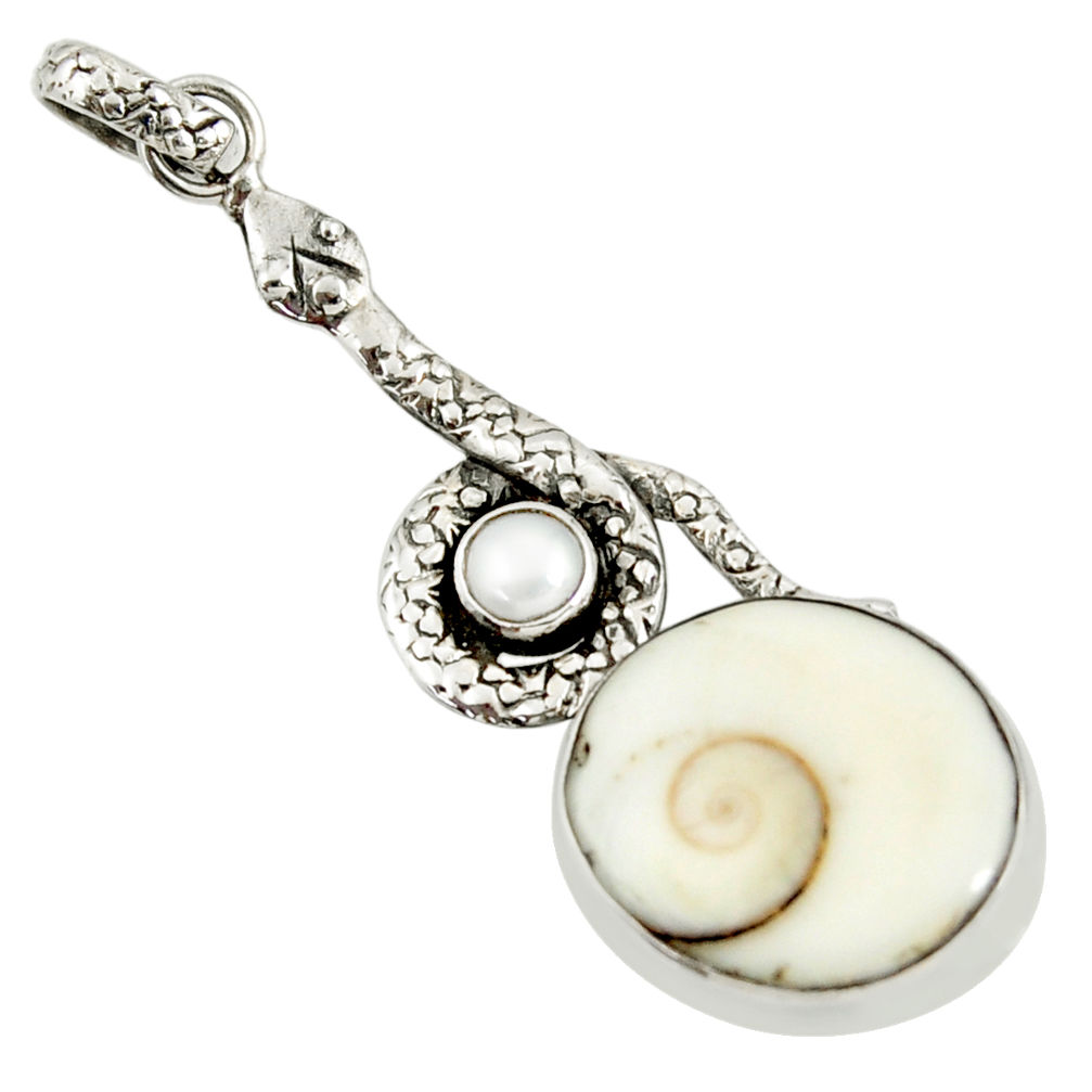 ver 17.20cts natural white shiva eye pearl snake pendant d38772