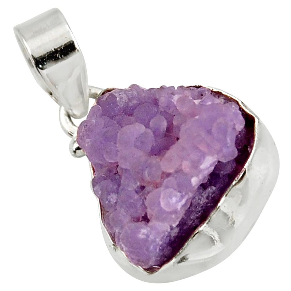 14.23cts natural purple grape chalcedony 925 sterling silver pendant d38802