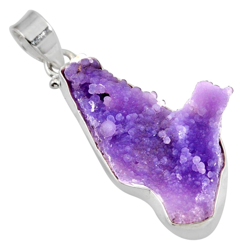 16.73cts natural purple grape chalcedony 925 sterling silver pendant d38805