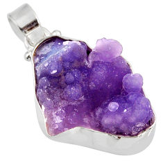 19.23cts natural purple grape chalcedony 925 sterling silver pendant d38811