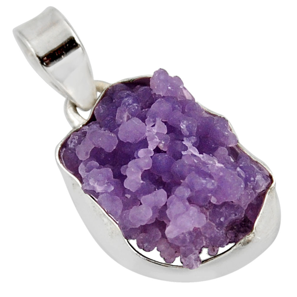 925 sterling silver 15.65cts natural purple grape chalcedony pendant d38812