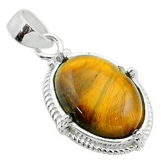 12.00cts 13x18 natural brown tiger's eye 925 sterling silver pendant jewelry