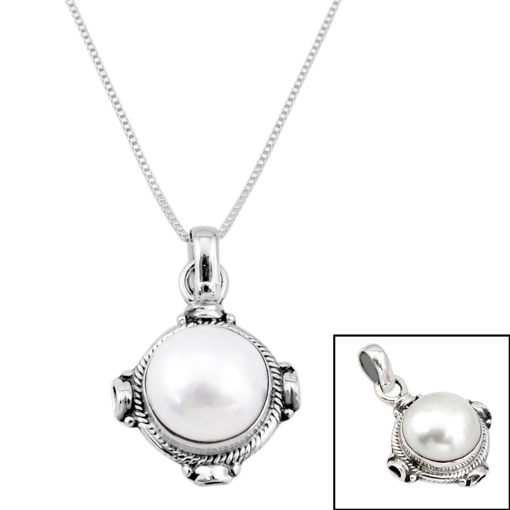 10.00cts natural white pearl 925 sterling silver pendant jewelry