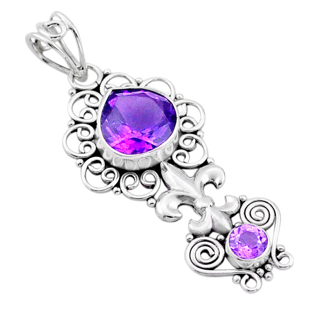 Clearance Sale- 6.00cts natural purple amethyst 925 sterling silver heart pendant jewelry