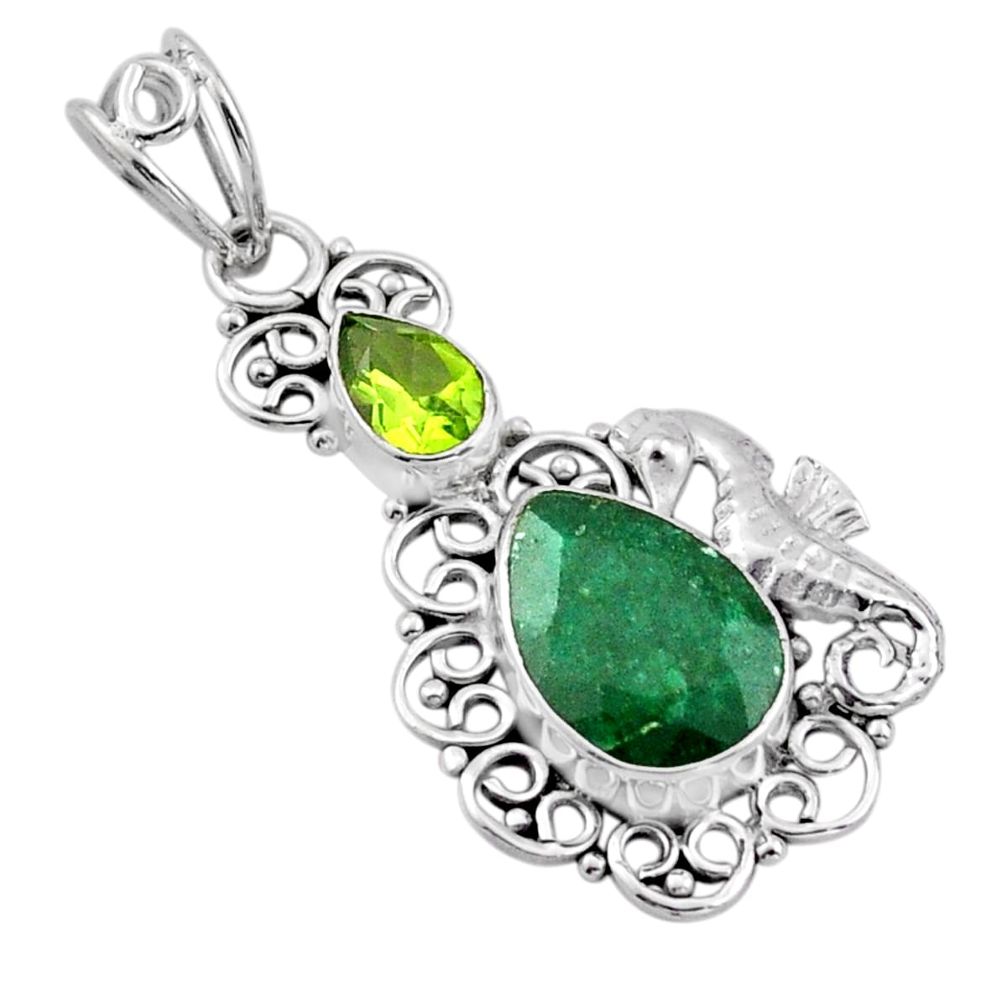 6.00cts natural green emerald peridot 925 sterling silver pendant jewelry