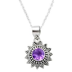 1.50cts natural purple amethyst 925 sterling silver 18' chain pendant jewelry