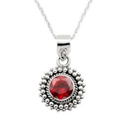1.50cts natural red garnet 925 sterling silver 18' chain pendant jewelry