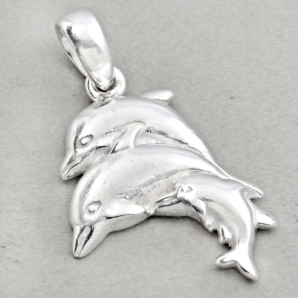 5.50gms indonesian bali style solid 925 sterling silver dolphin pendant jewelry