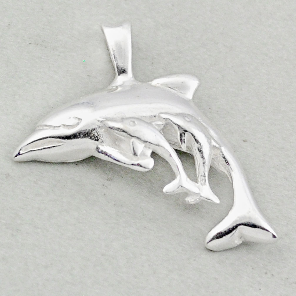 2.40gms indonesian bali style solid 925 sterling silver dolphin pendant jewelry