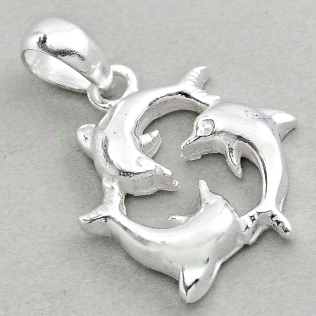 4.50gms indonesian bali style solid 925 sterling silver dolphin pendant jewelry