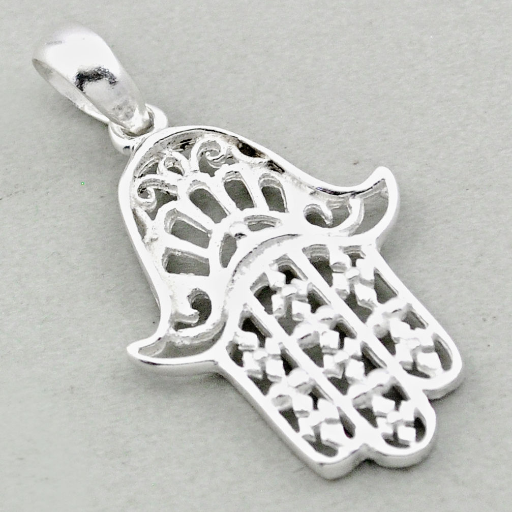 2.40gms indonesian bali style solid 925 silver hand of god hamsa pendant