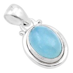 4.00cts natural blue aquamarine 925 sterling silver pendant jewelry