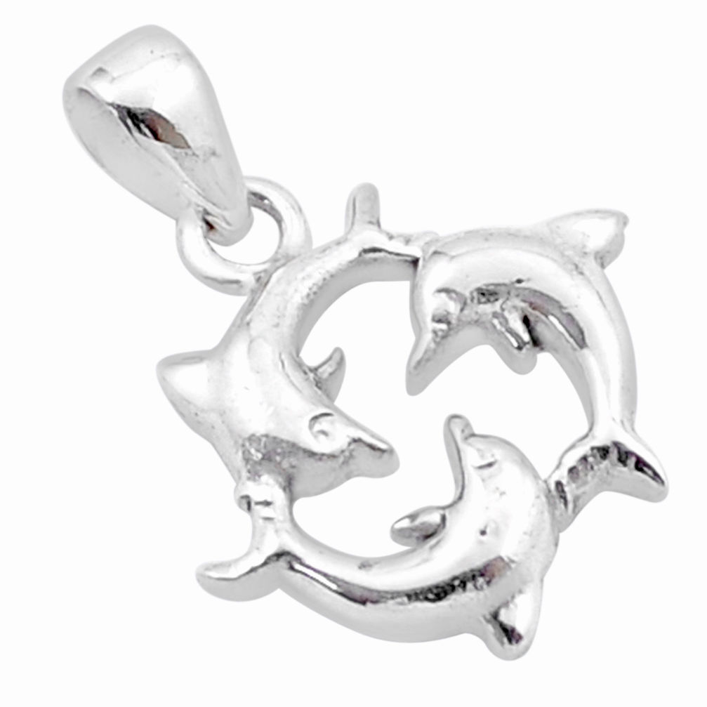 4.70gms indonesian bali style solid 925 sterling silver dolphin pendant jewelry