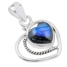 4.00cts natural blue labradorite 925 sterling silver heart pendant jewelry