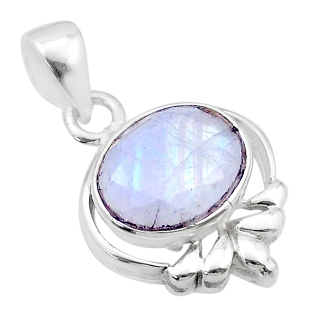 4.00cts natural rainbow moonstone 925 sterling silver pendant jewelry