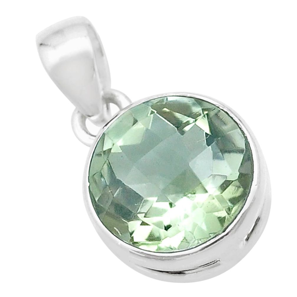 8.00cts natural green amethyst 925 sterling silver pendant jewelry