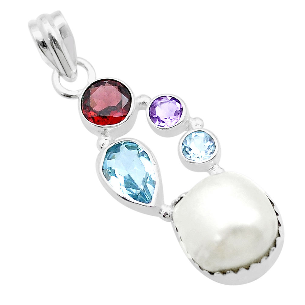 10.00cts natural white pearl topaz 925 sterling silver pendant jewelry