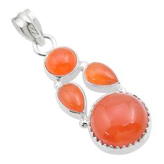 12.00cts natural orange cornelian (carnelian) 925 sterling silver pendant