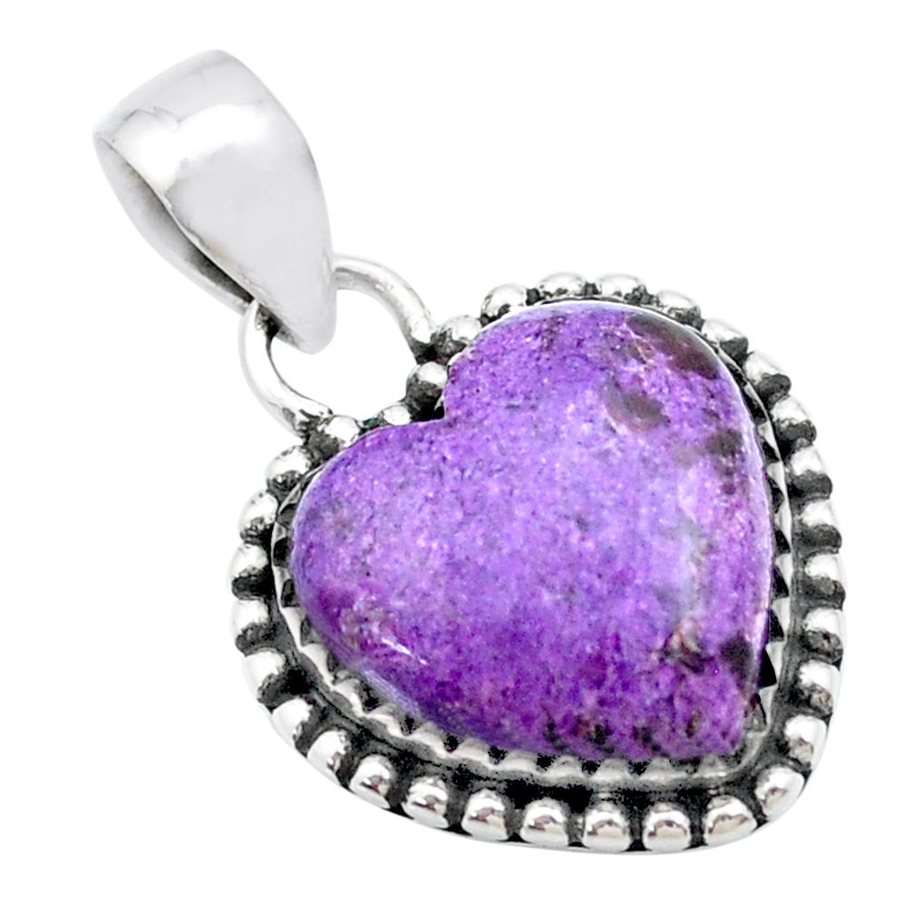 10.00cts natural purple stichtite 925 sterling silver pendant jewelry
