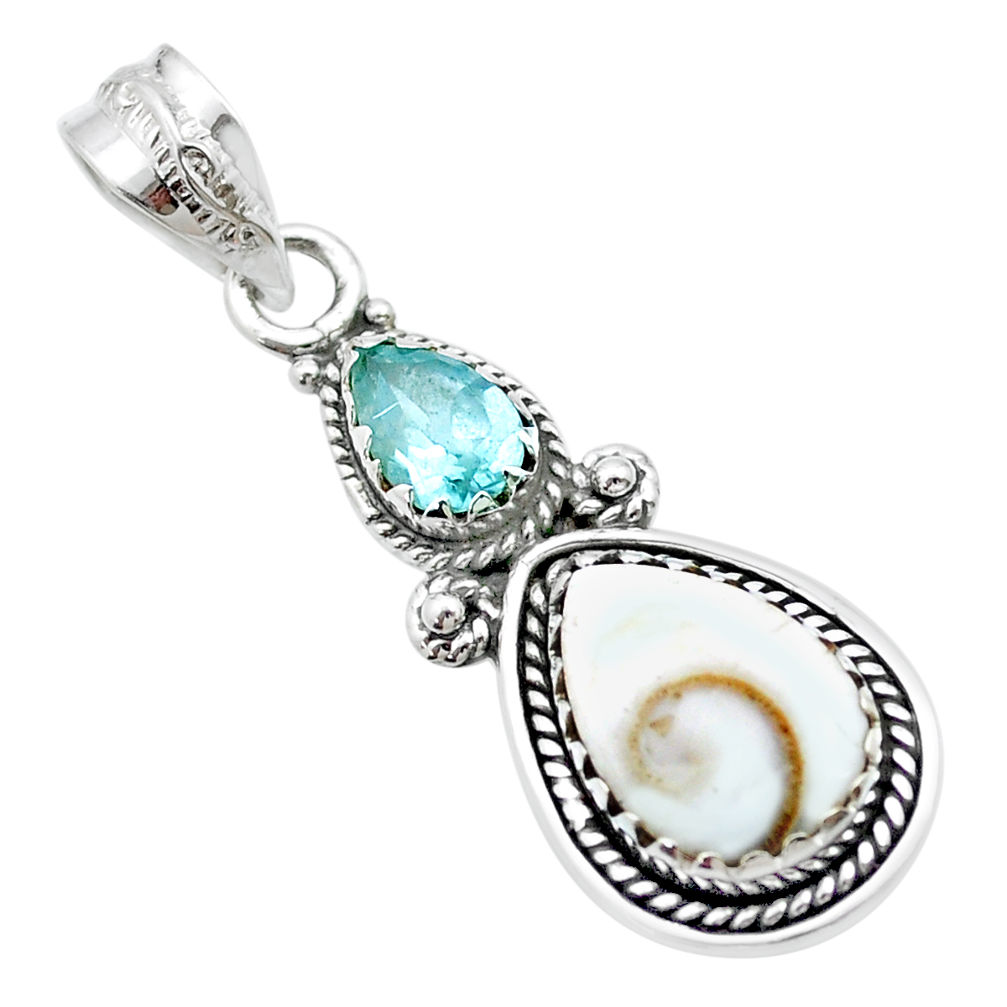 7.00cts natural white shiva eye topaz 925 sterling silver pendant jewelry