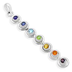 1.50cts natural multicolor multi gemstone 925 sterling silver chakra pendant