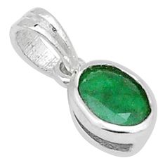 1.85cts natural green emerald 925 sterling silver pendant jewelry