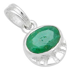 2.00cts natural green emerald 925 sterling silver pendant jewelry