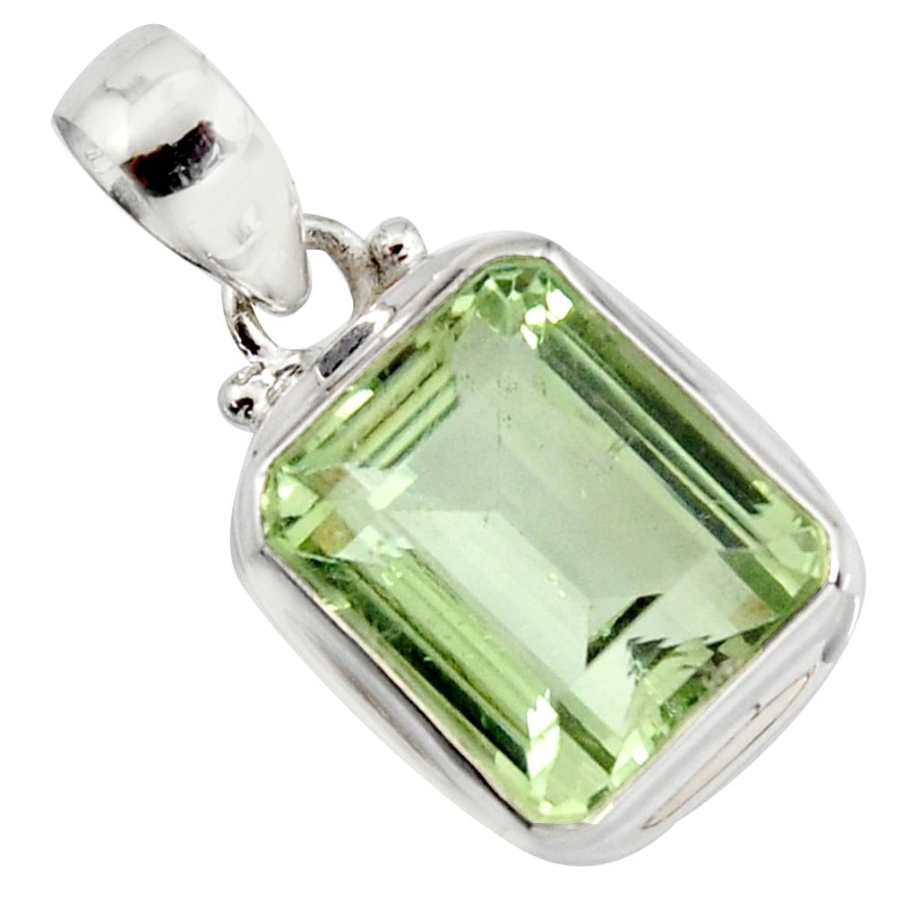 12.59cts natural green amethyst 925 sterling silver pendant jewelry r14552