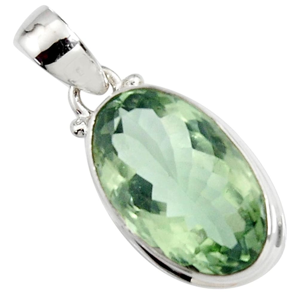 925 sterling silver 16.17cts natural green amethyst oval pendant jewelry r14554
