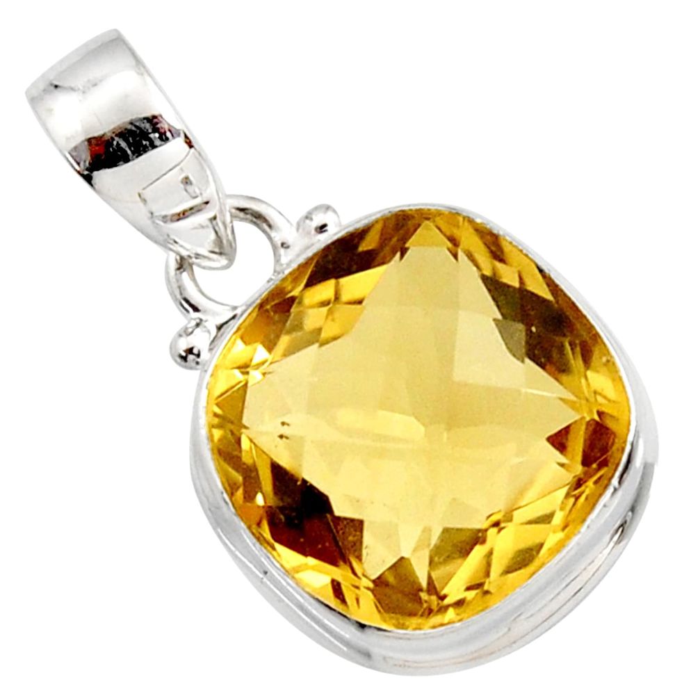 925 sterling silver 14.41cts natural yellow citrine pendant jewelry r14558