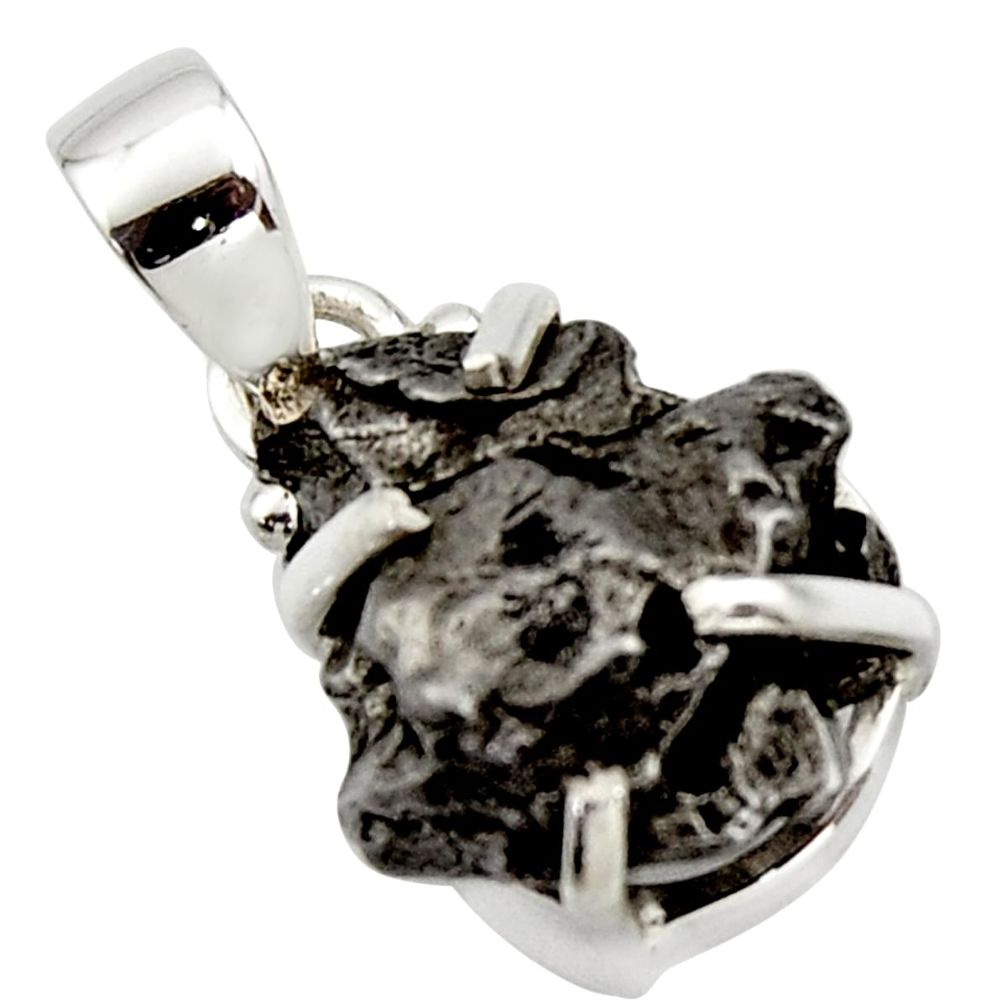 20.39cts natural campo del cielo (meteorite) 925 sterling silver pendant r17581