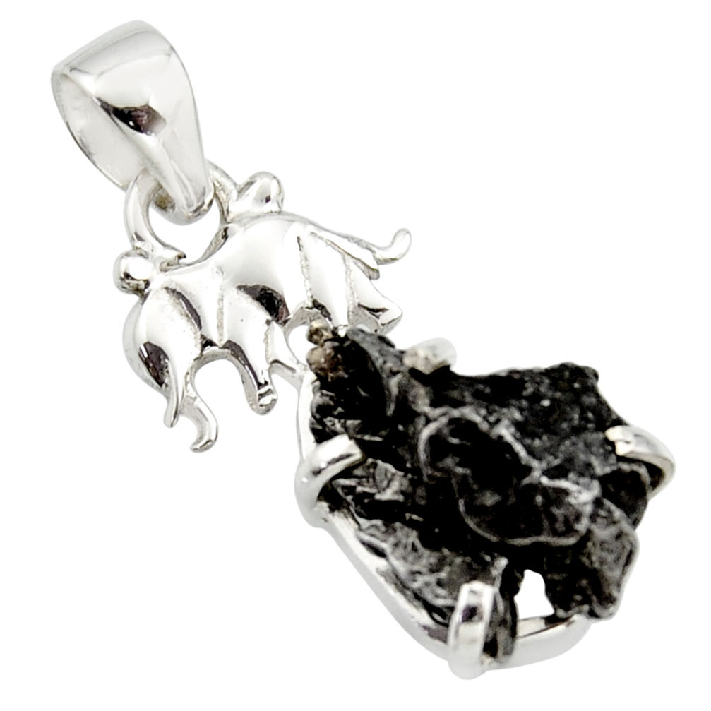 925 silver 13.77cts natural campo del cielo (meteorite) elephant pendant r17583