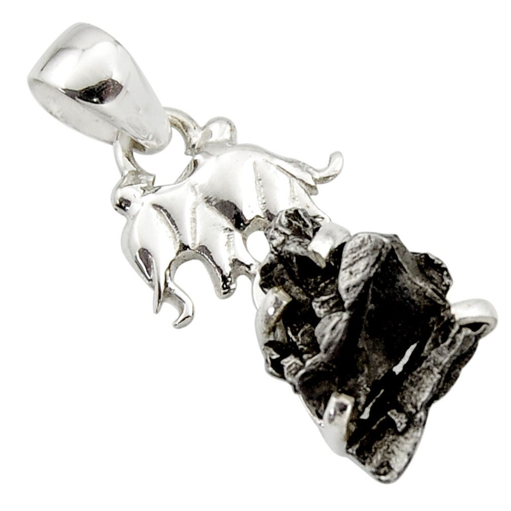 8.24cts natural campo del cielo (meteorite) 925 silver elephant pendant r17595