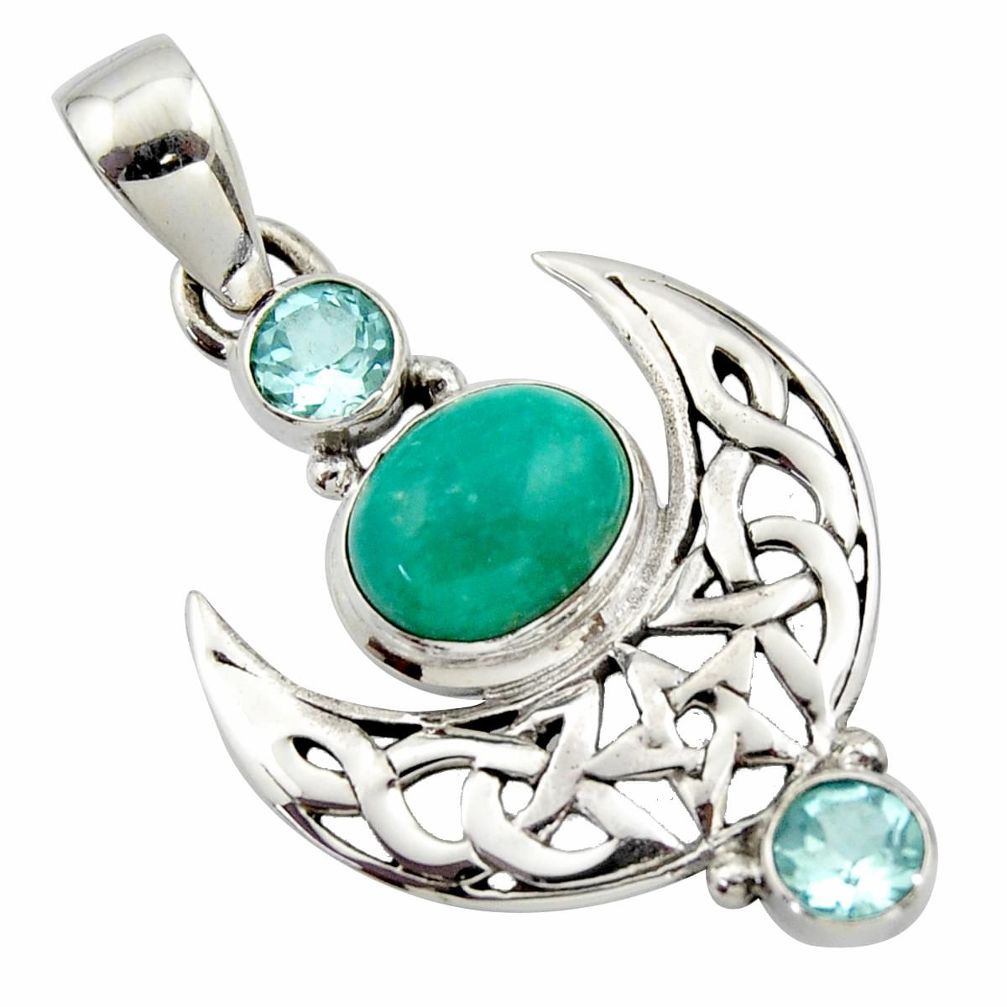 925 sterling silver 5.76cts natural green kingman turquoise topaz pendant r17631