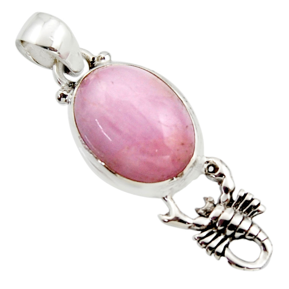 10.60cts natural pink kunzite 925 sterling silver scorpion pendant r17728