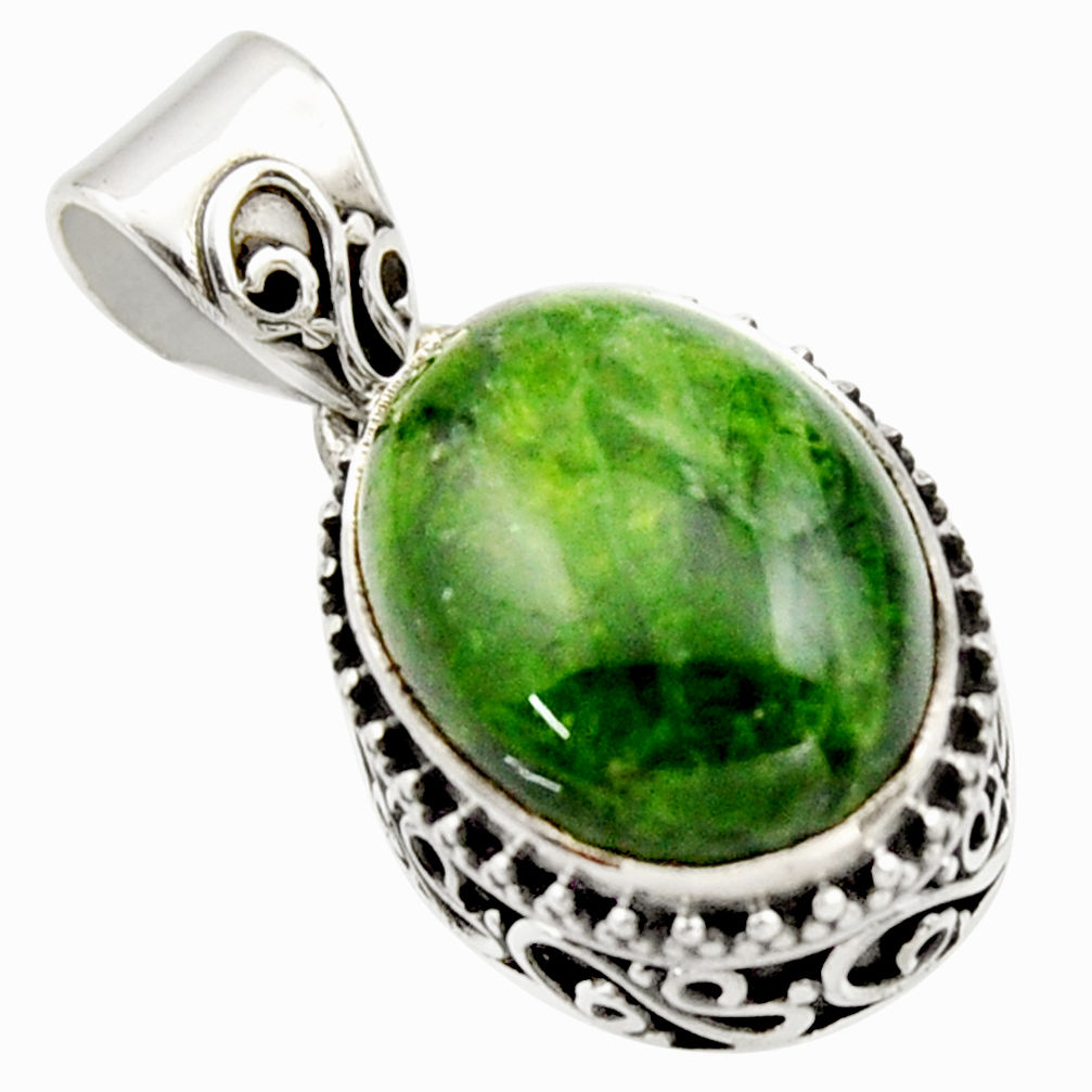 9.39cts natural green chrome diopside 925 sterling silver pendant jewelry r17761