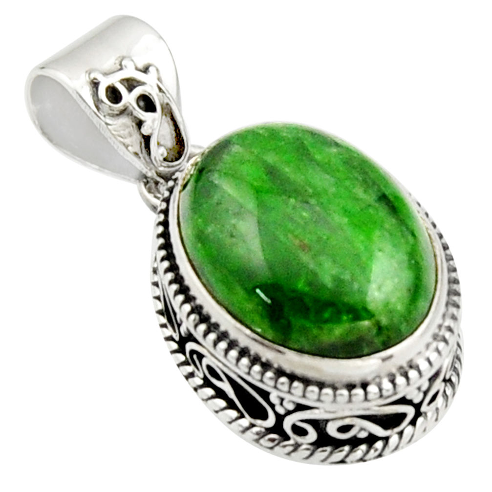9.72cts natural green chrome diopside 925 sterling silver pendant jewelry r17767