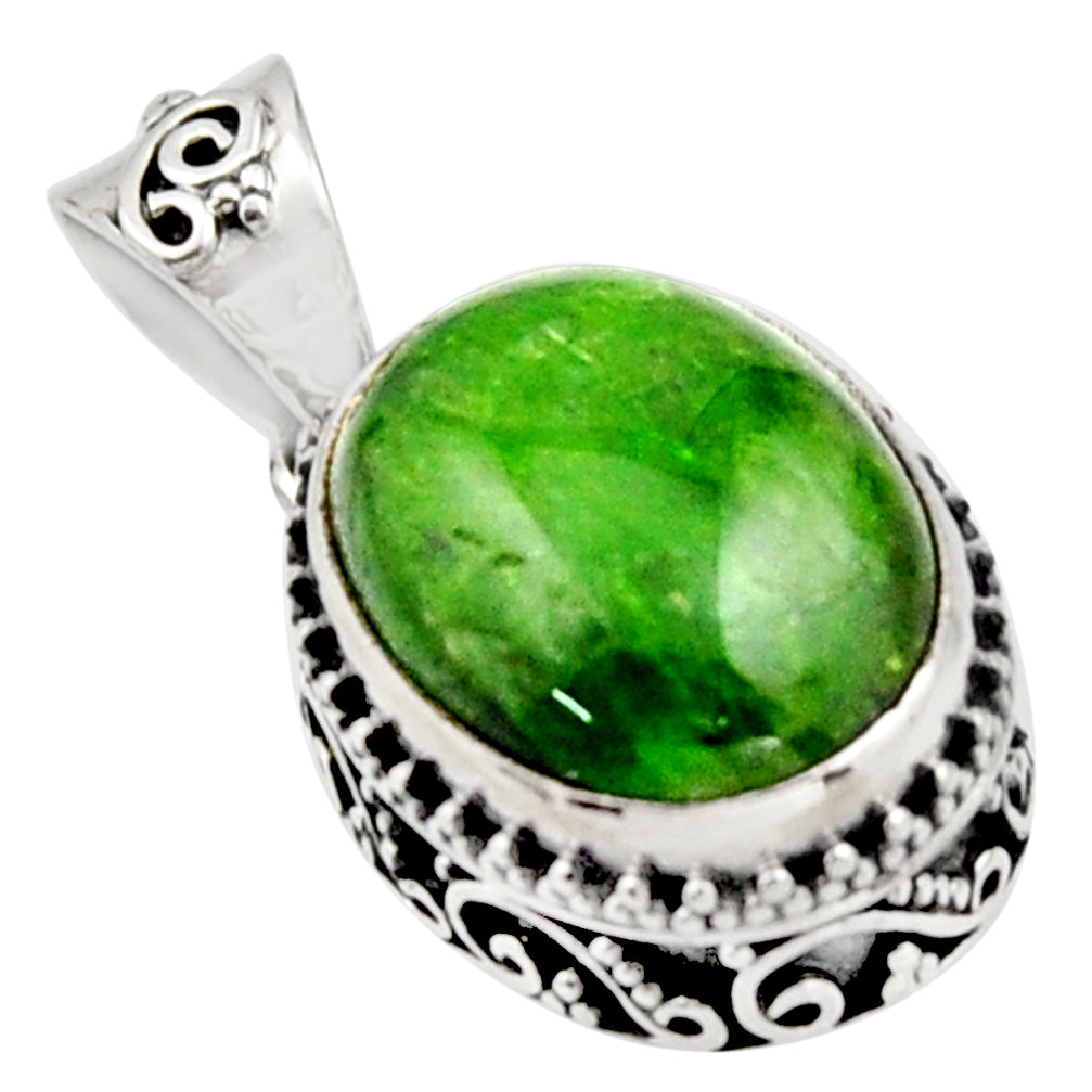Clearance Sale- 925 sterling silver 9.39cts natural green chrome diopside pendant jewelry r17768