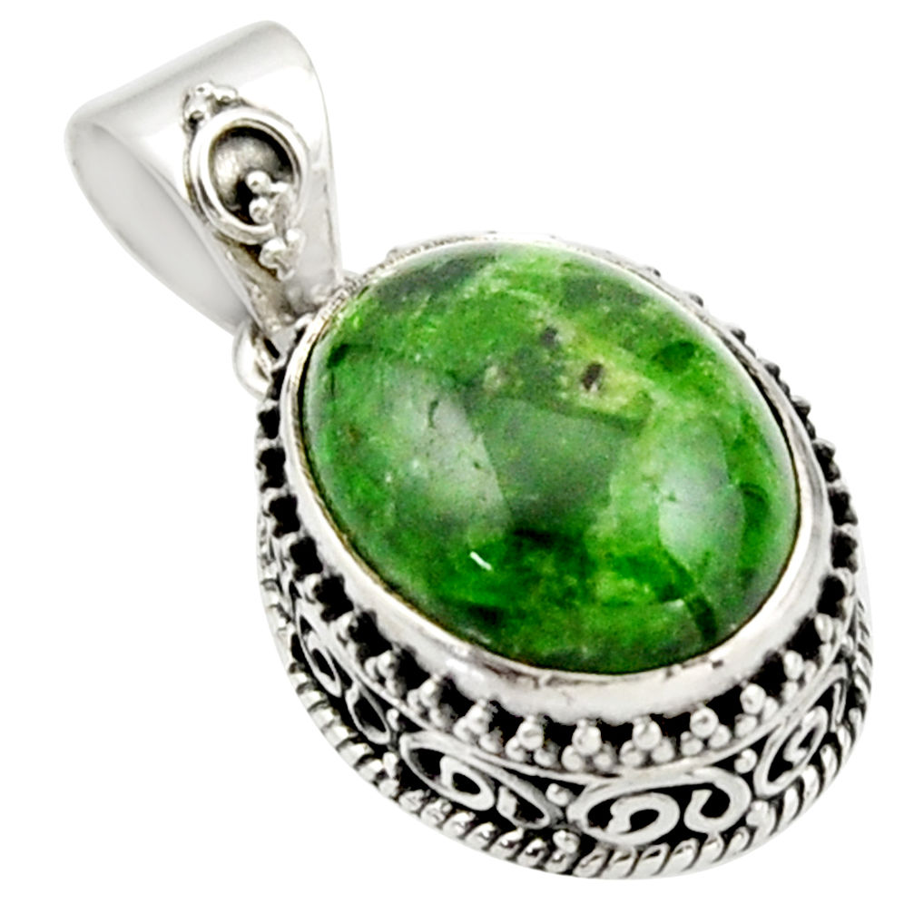 10.54cts natural green chrome diopside 925 sterling silver pendant r17774