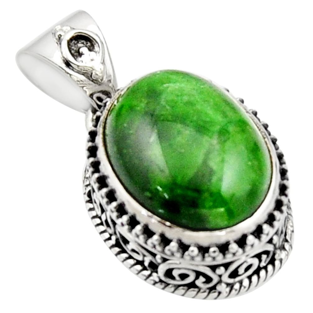 10.59cts natural green chrome diopside 925 sterling silver pendant r17777