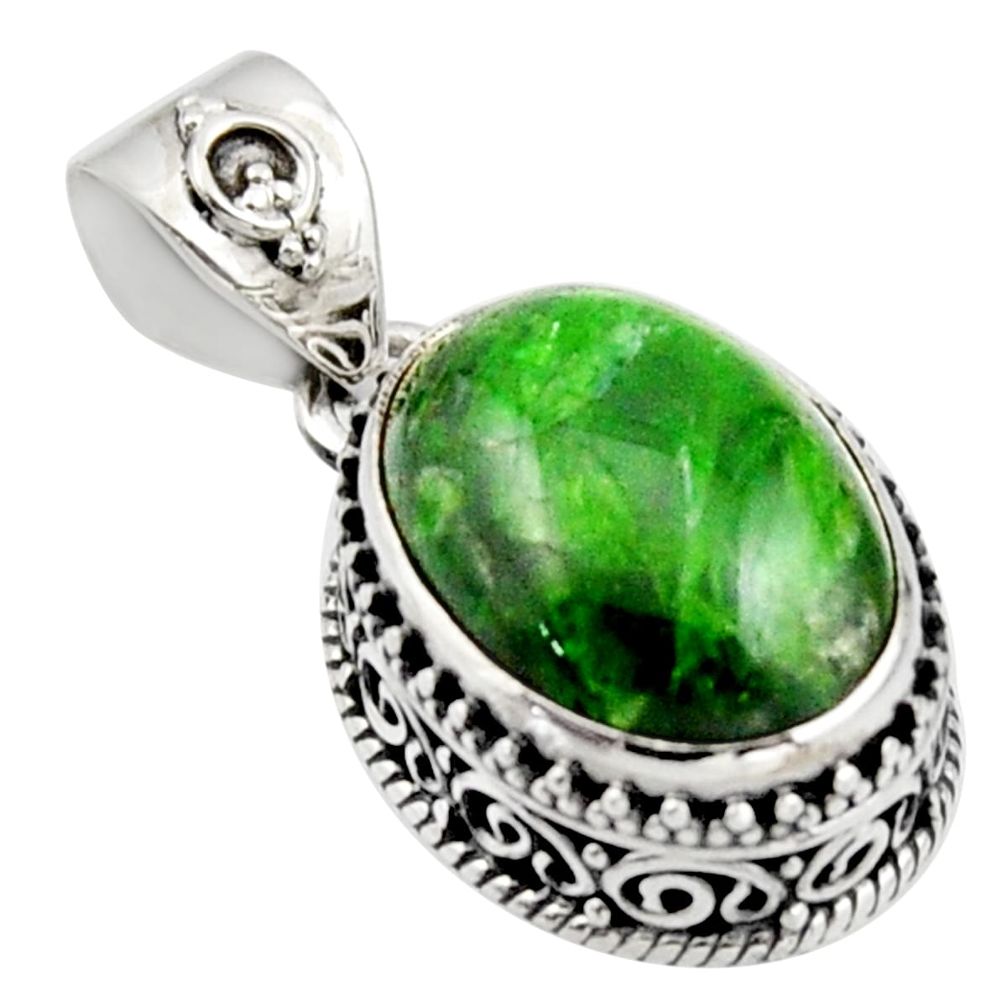 10.33cts natural green chrome diopside 925 sterling silver pendant r17778