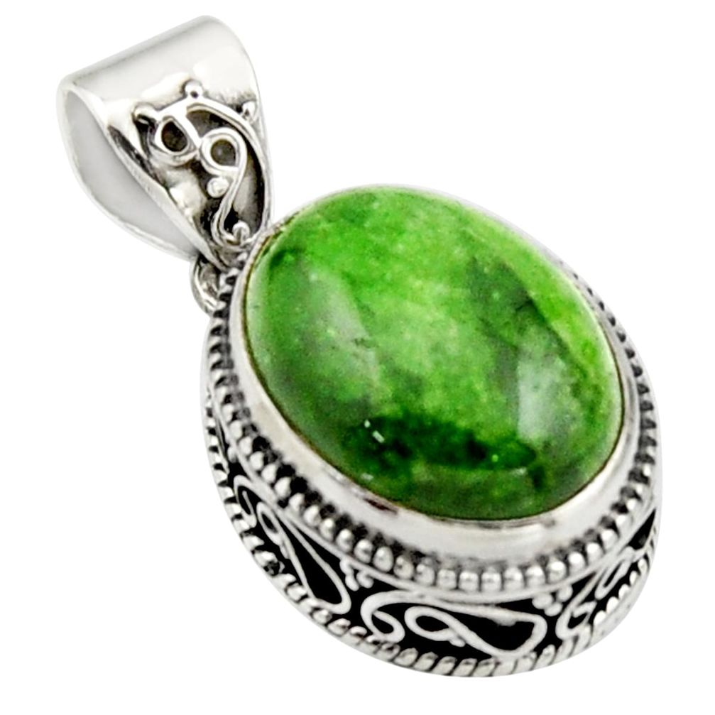 9.92cts natural green chrome diopside 925 sterling silver pendant jewelry r17780
