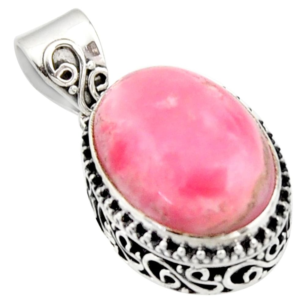 12.65cts natural pink opal oval 925 sterling silver pendant jewelry r17783