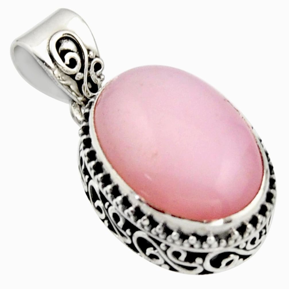 12.36cts natural pink opal 925 sterling silver pendant jewelry r17785