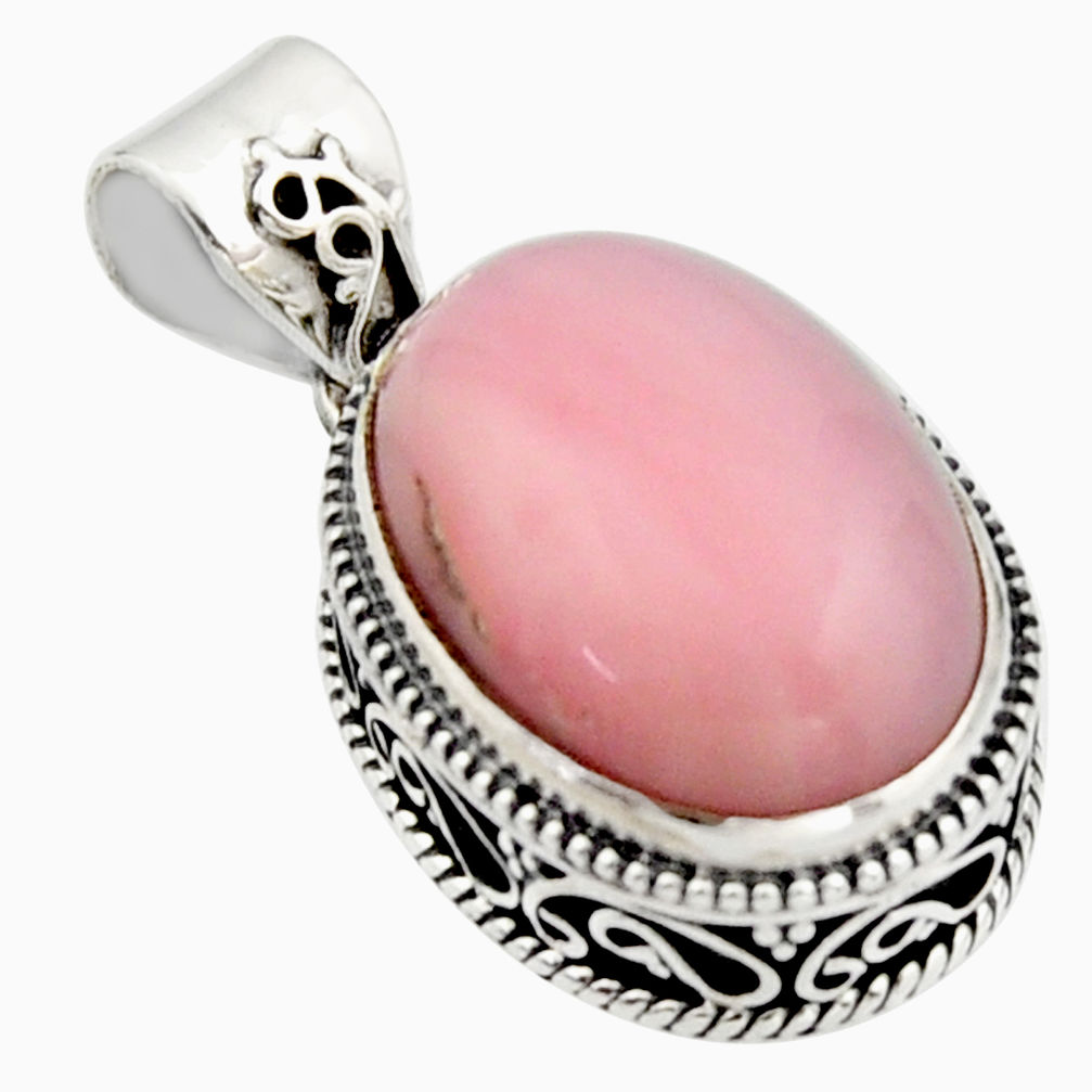 12.91cts natural pink opal oval 925 sterling silver pendant jewelry r17793